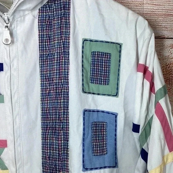 Vintage Koret Francisca Women’s Geometric Jacket White Colorful Medium - Picture 3 of 8
